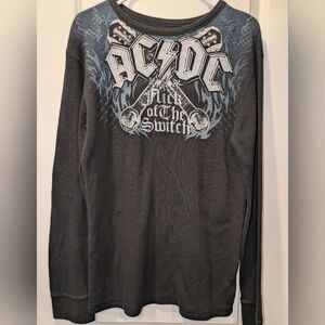 AC/DC Long Sleeve Thermal Shirt | Black | Rock Graphic